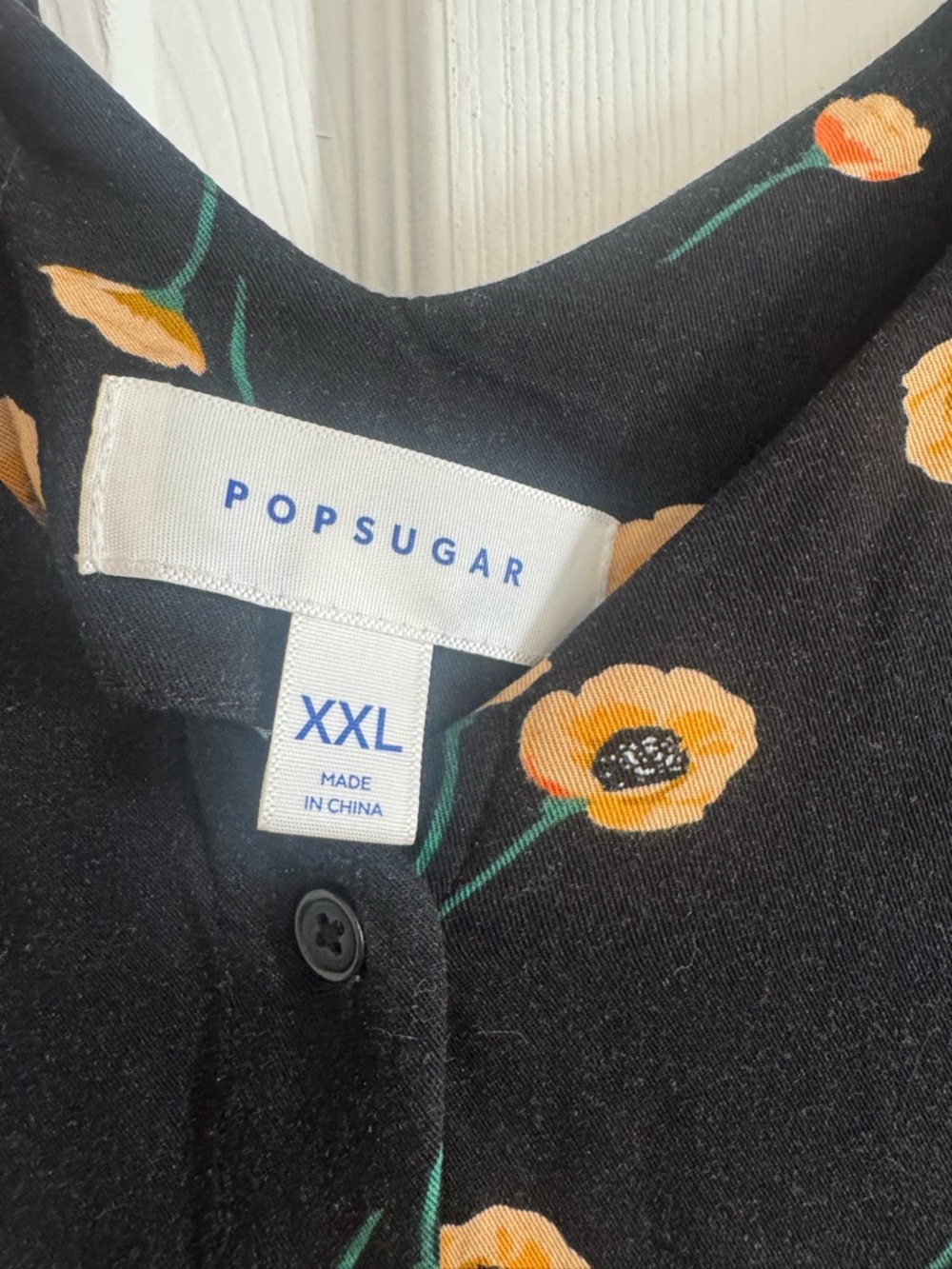 POPSUGAR Black Midi Dress with Yellow Floral Print - Picture 3 of 5
